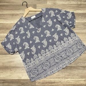 Maurices 24/7 Paisley Print Square neck Top Large